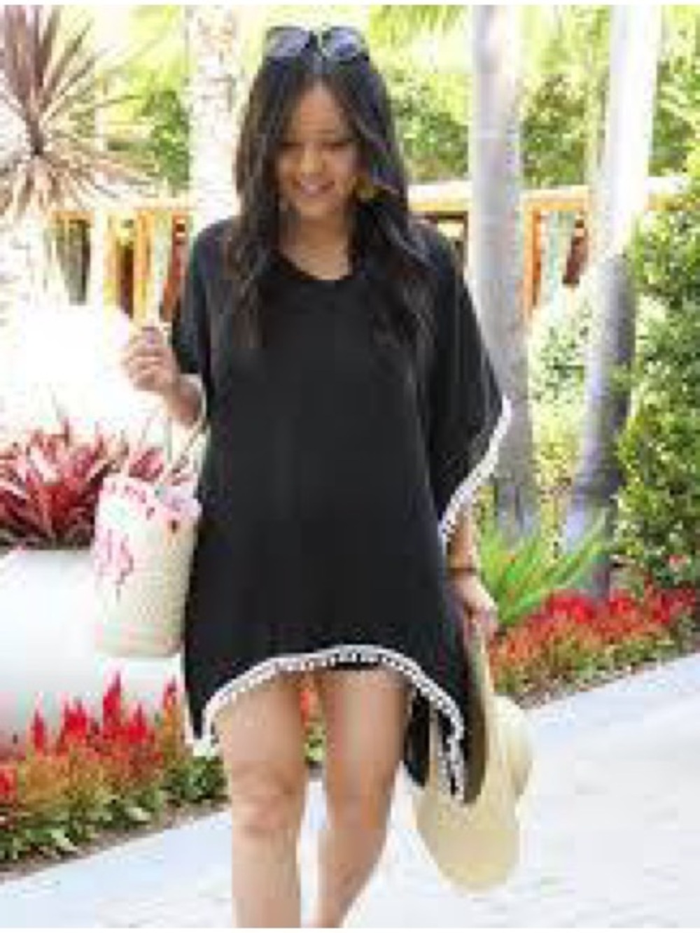 NWT Women’s Black Swim Cover-Up Tunic with Contrast Trim